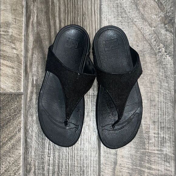 FitFlop Black sequin Thong Sandals - Picture 1 of 3